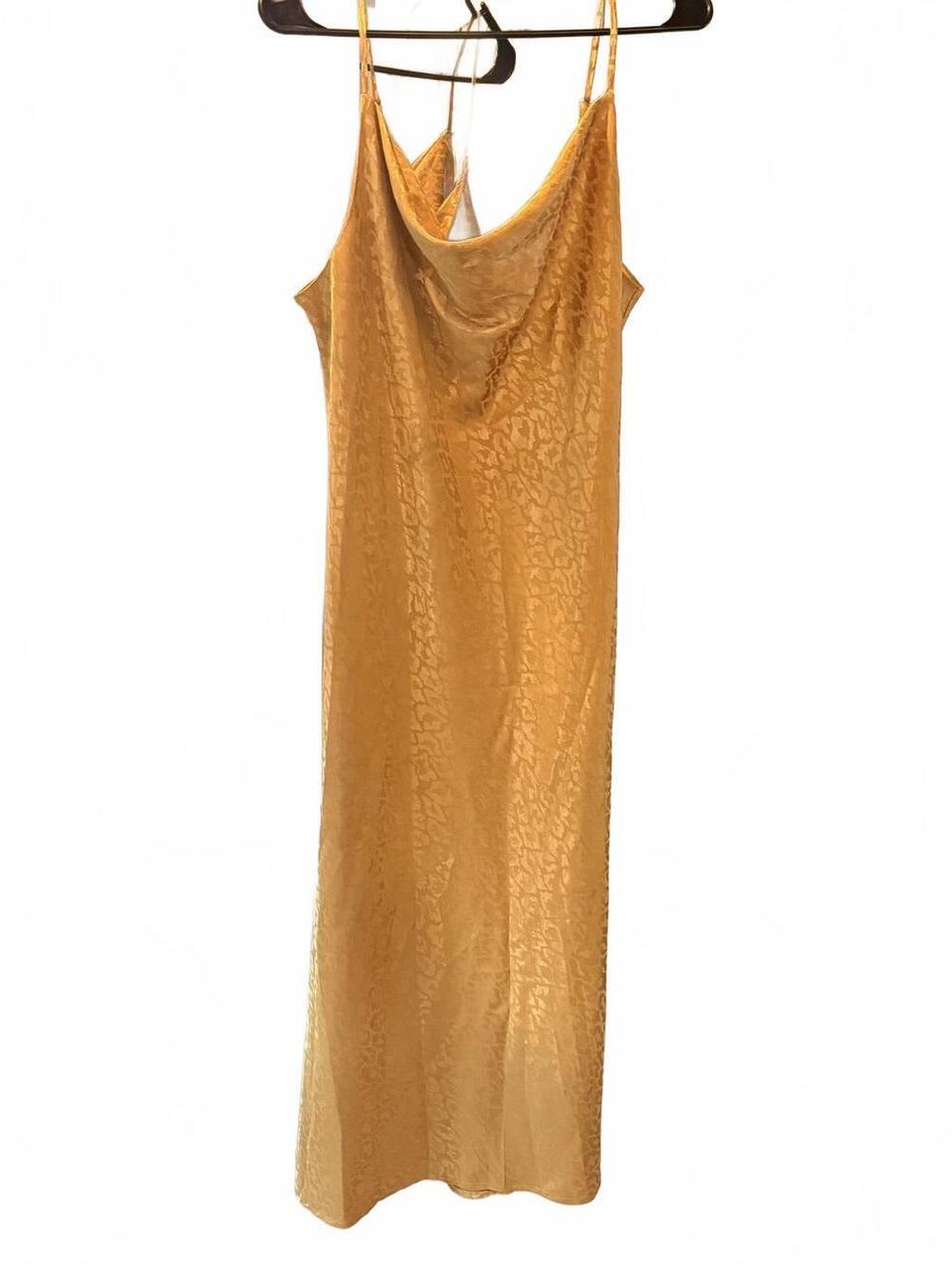 Emma & Michele Mustard Yellow Satin Slip Dress Medium